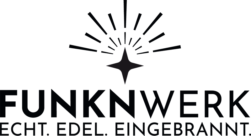 Logo FUNKNWERK - Echt. Edel. Eingebrannt. Logo FUNKNWERK - Echt. Edel. Eingebrannt.
